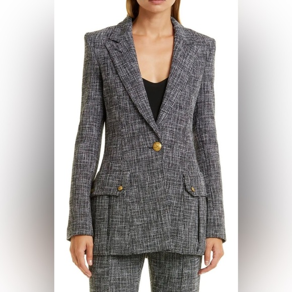 Smythe Cargo Pocket Longline Blazer in Black Tweed - Picture 1 of 6